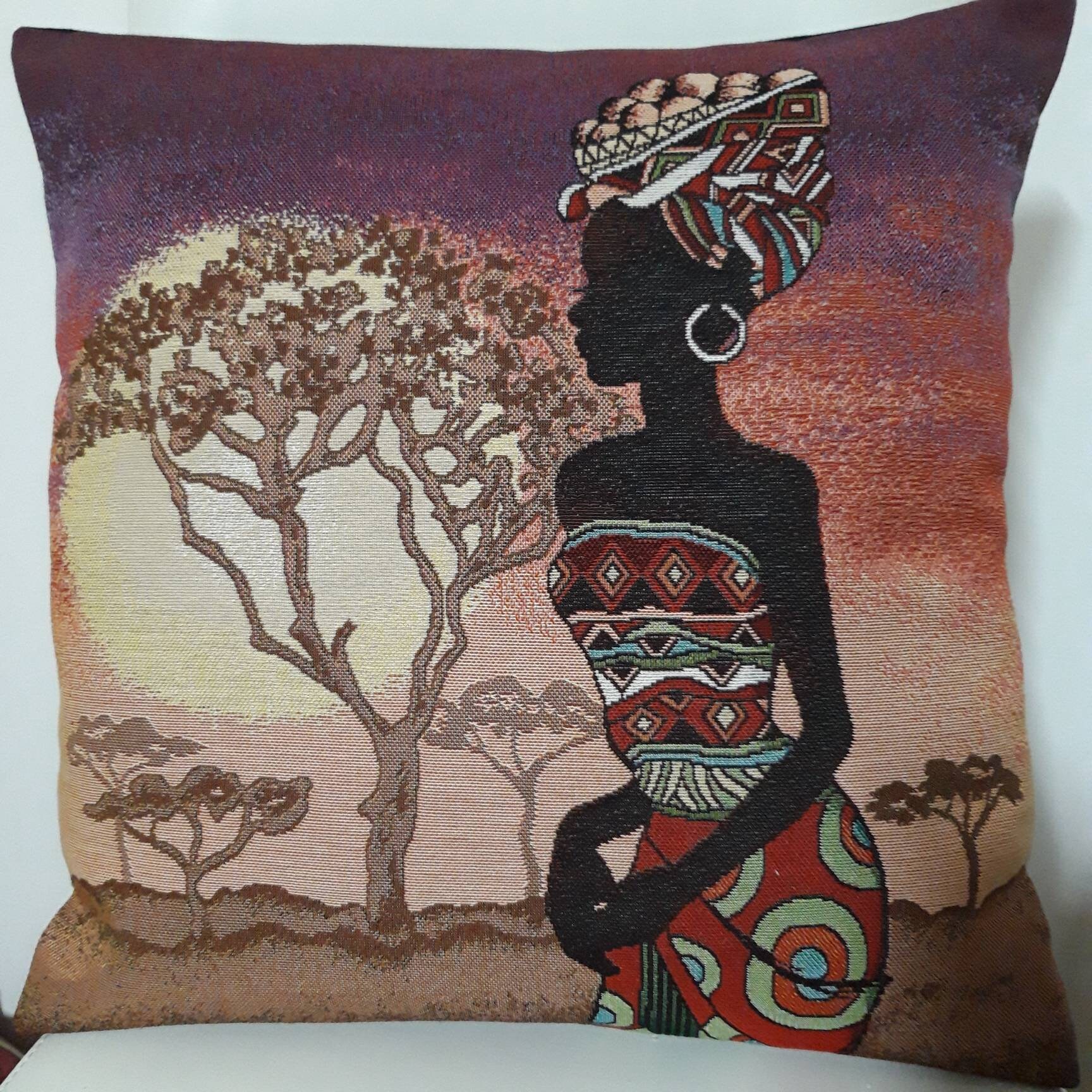 Housse de Coussin Tapisserie Jacquard Africaine 45x45 cm. Déco d'intérieur Tendance - Déco Crémaillè