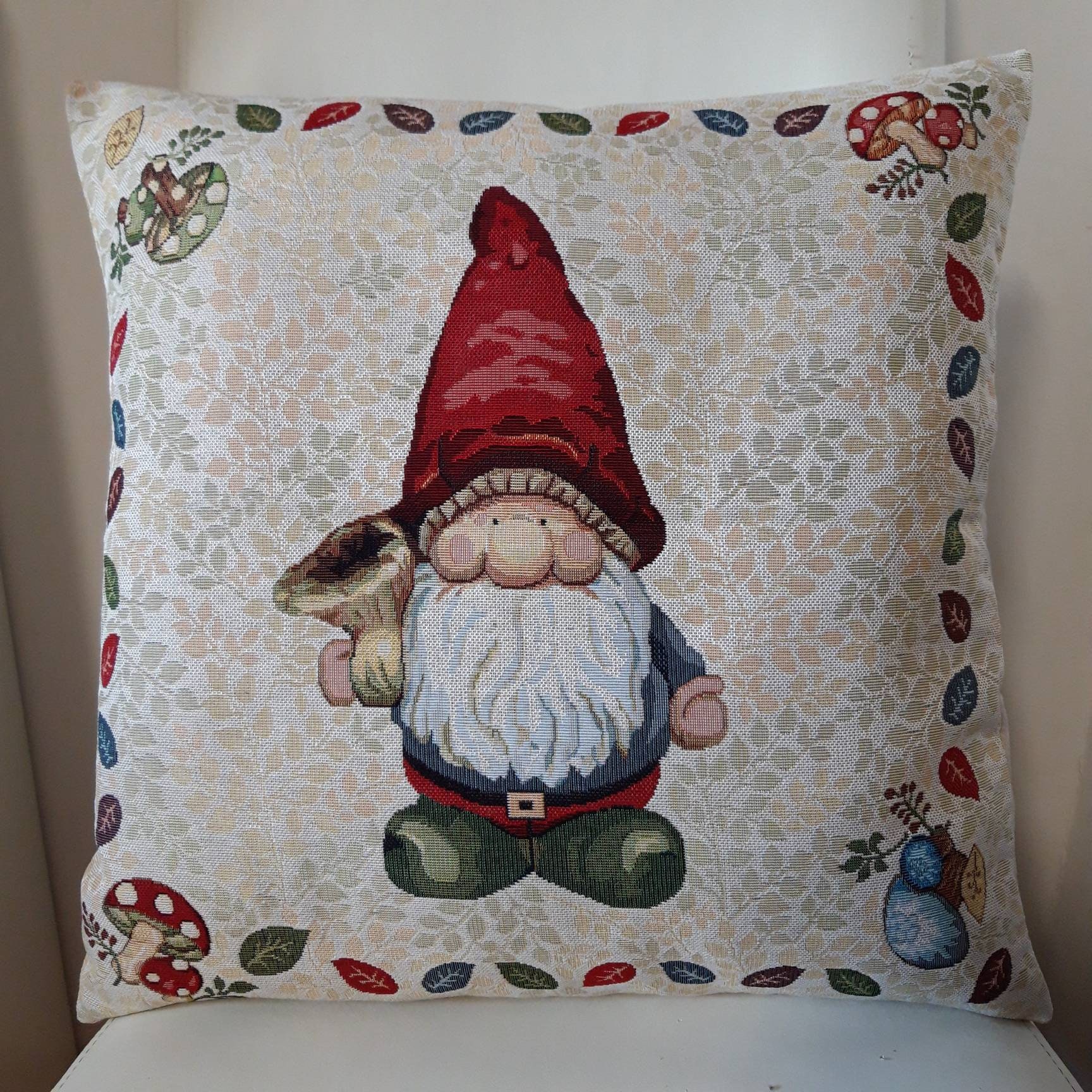 Housse de Coussin Tapisserie Jacquard Crème Gnome 45x45 cm Déco d'intérieur Tendance - Déco Crémaill