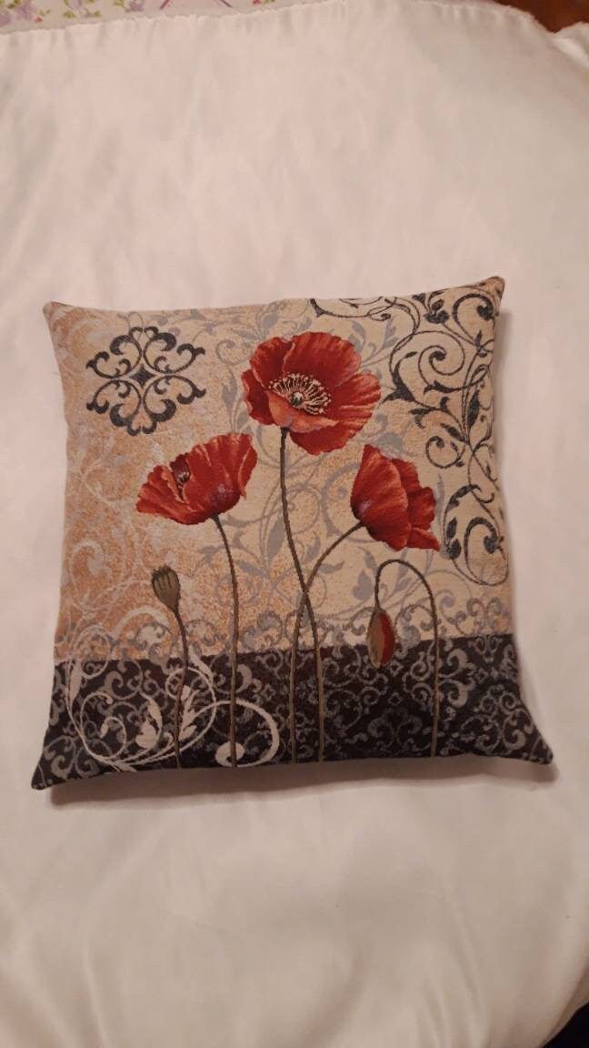 Housse de Coussin Tapisserie Jacquard Motif Coquelicots 45x45 cm Déco d'intérieur Tendance - Déco Cr