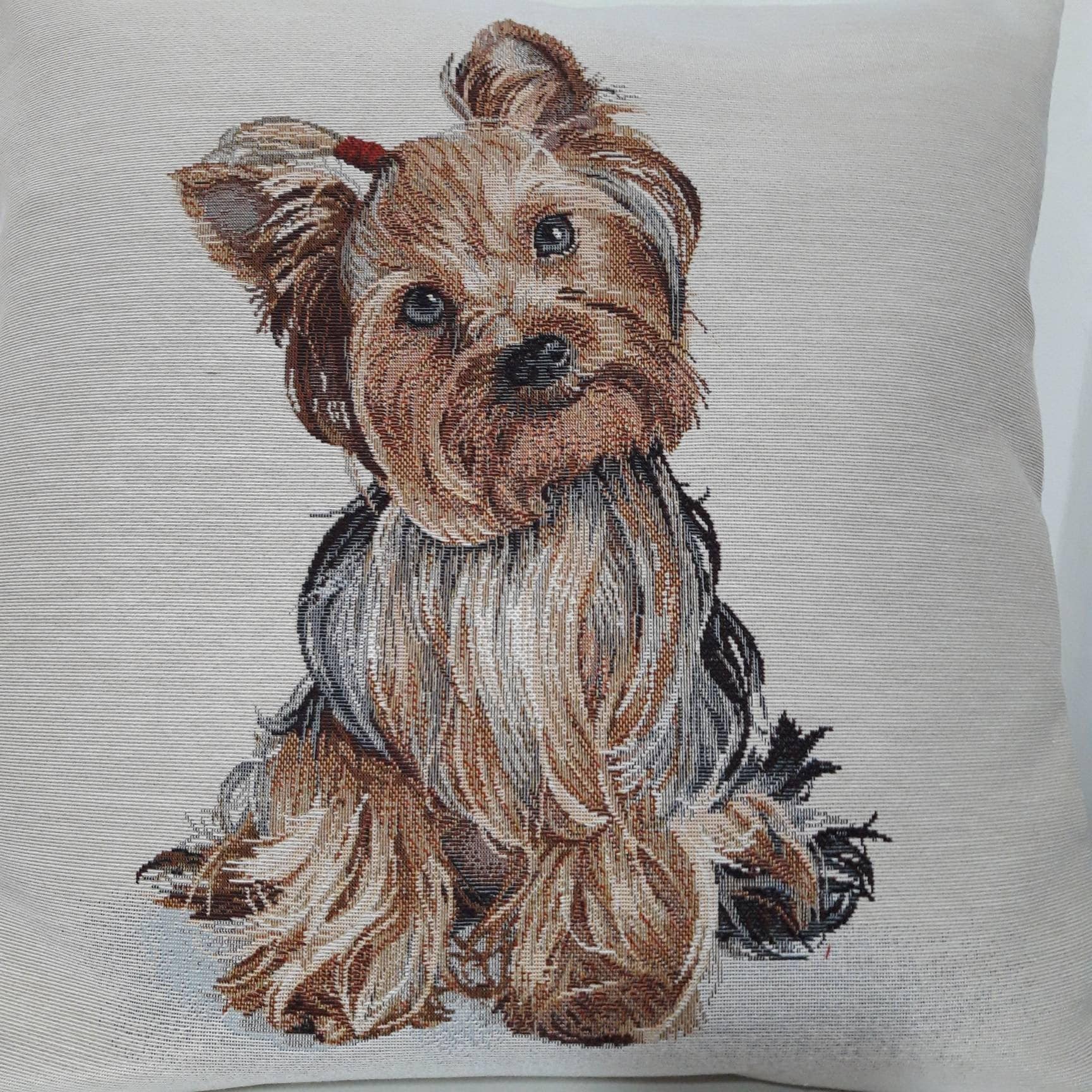 Housse de Coussin Tapisserie Jacquard Thème Chien Yorkshire Deco d'intérieur Tendance - Déco Crémail