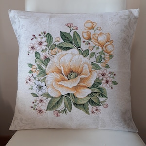 Jacquard tapestry cushion cover &quot;The yellow poppy&quot; 45x45 cm. Interior decoration - housewarming decorative cushion - birthday