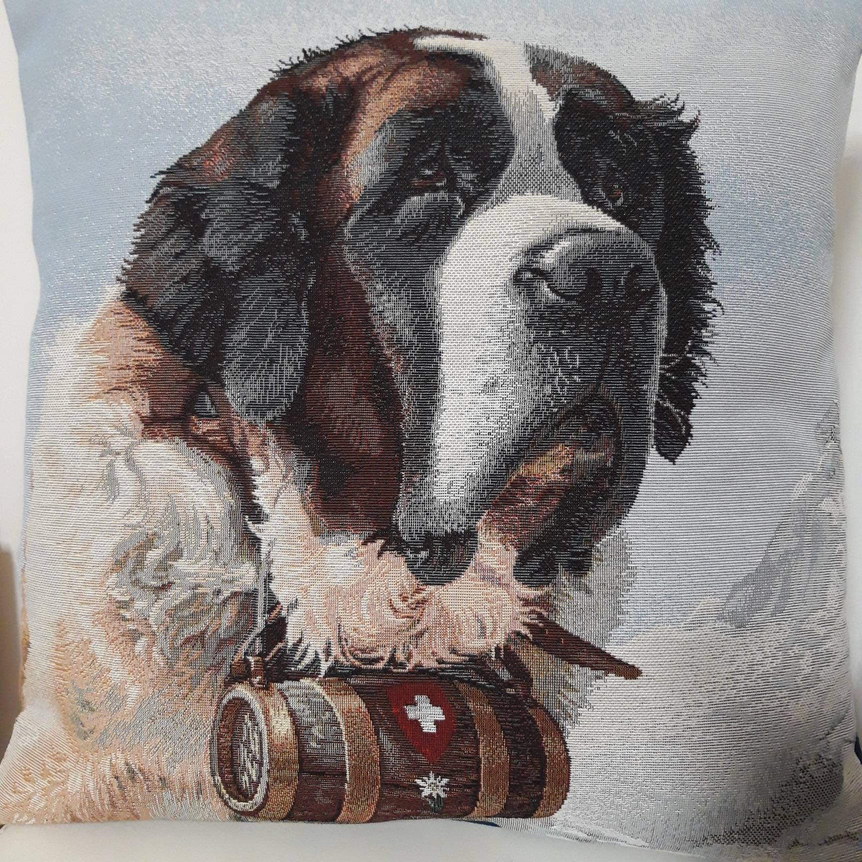Housse de Coussin Tapisserie Jacquard Chien Saint Bernard Deco d'intérieur Tendance - Déco Crémaillè