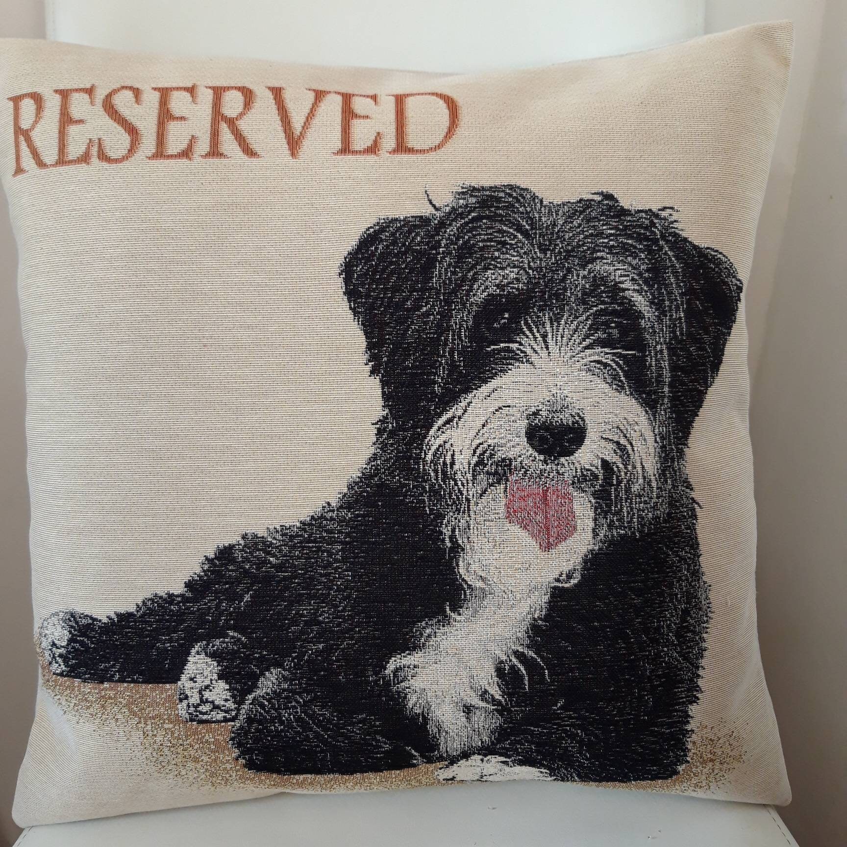 Housse de Coussin Tapisserie Jacquard Motif Placé Chien 45x45 cm. Déco d'intérieur Tendance - Déco C