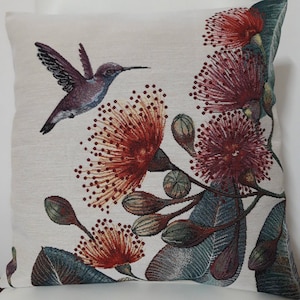 Hummingbird jacquard tapestry cushion cover exotic decor 45x45 cm. Trendy interior decoration - decorative cushion - Christmas gift - birthday