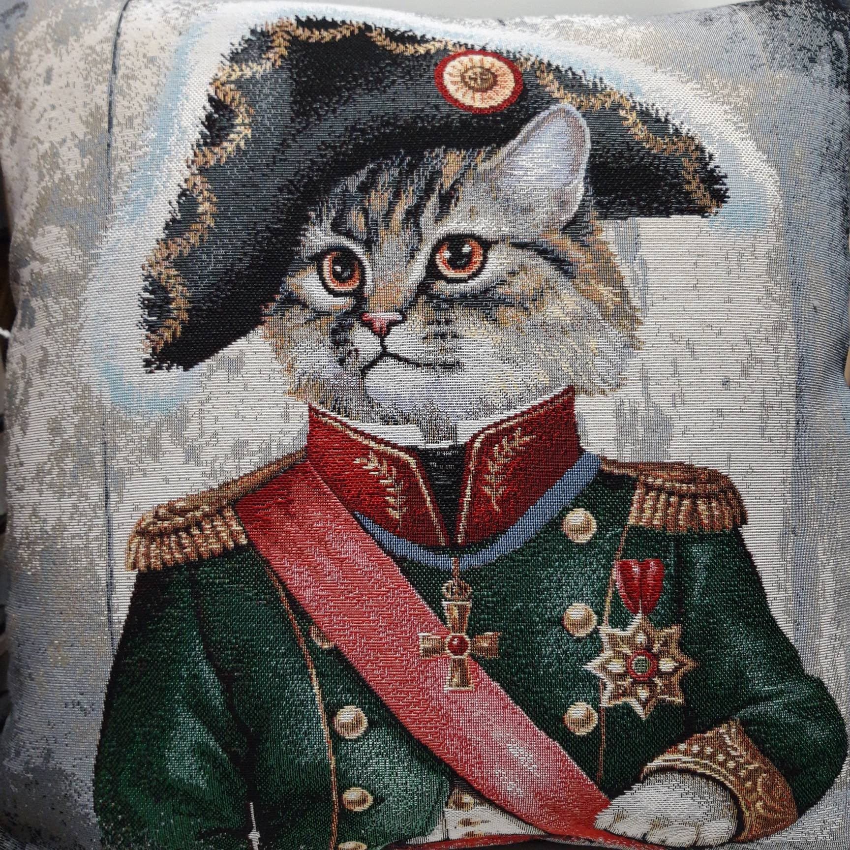 Housse de Coussin Tapisserie Jacquard Motif Placé Chat 45x45 cm Déco d'intérieur Tendance - Déco Cré