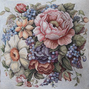 Jacquard tapestry cushion cover &quot;Floral Harmony&quot; 45x45 cm. Decorative cushion - interior decoration - Mother&#39;s Day