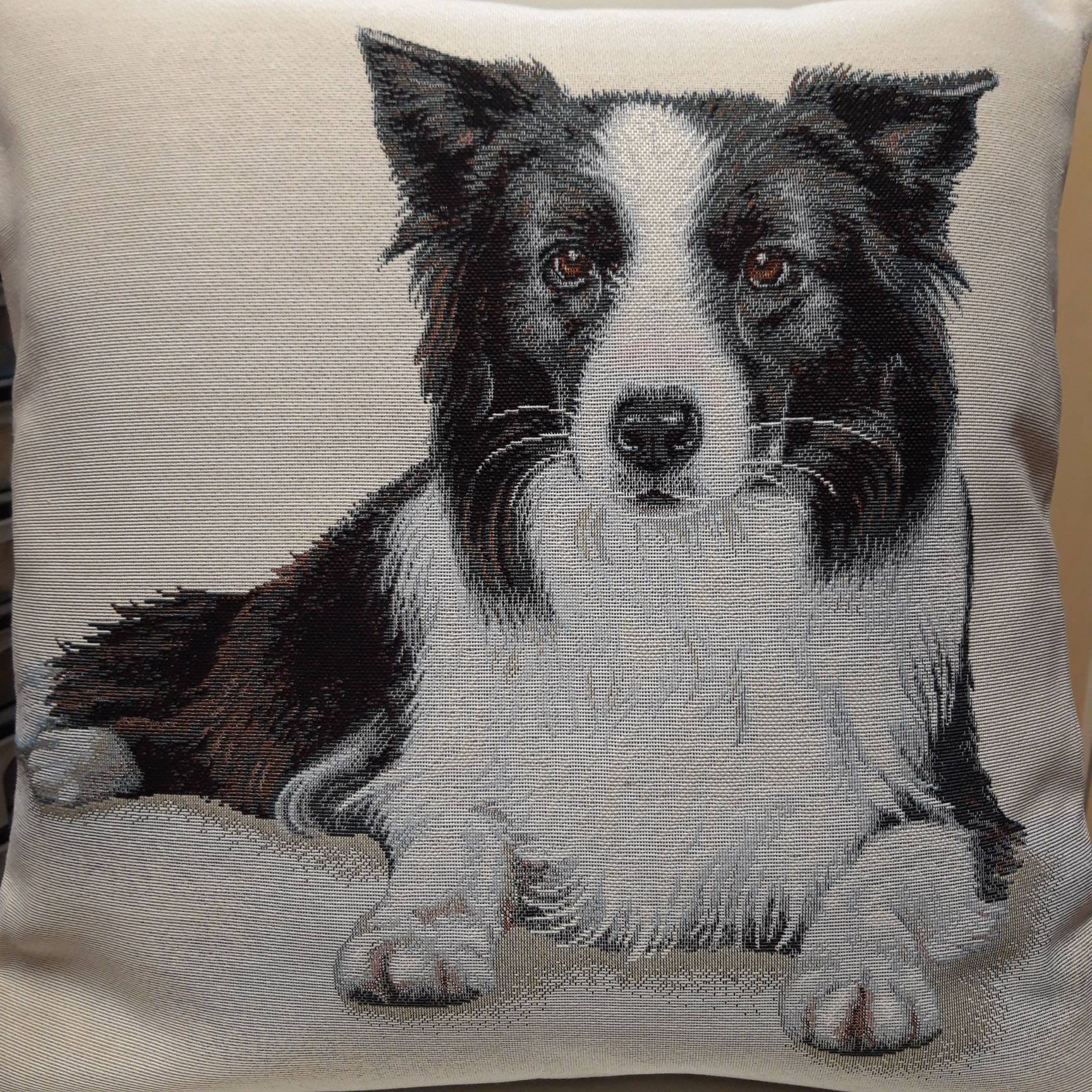 Housse de Coussin Tapisserie Jacquard Border Collie 45x45 cm Déco d'intérieur Tendance - Déco Crémai