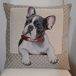 Jacquard tapestry cushion cover bulldog dog 45x45 cm Interior decoration - decorative cushion - housewarming - birthday