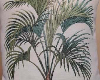 Palm tree jacquard tapestry cushion cover 45x45 cm. Trendy interior decoration - decorative cushion - housewarming - birthday