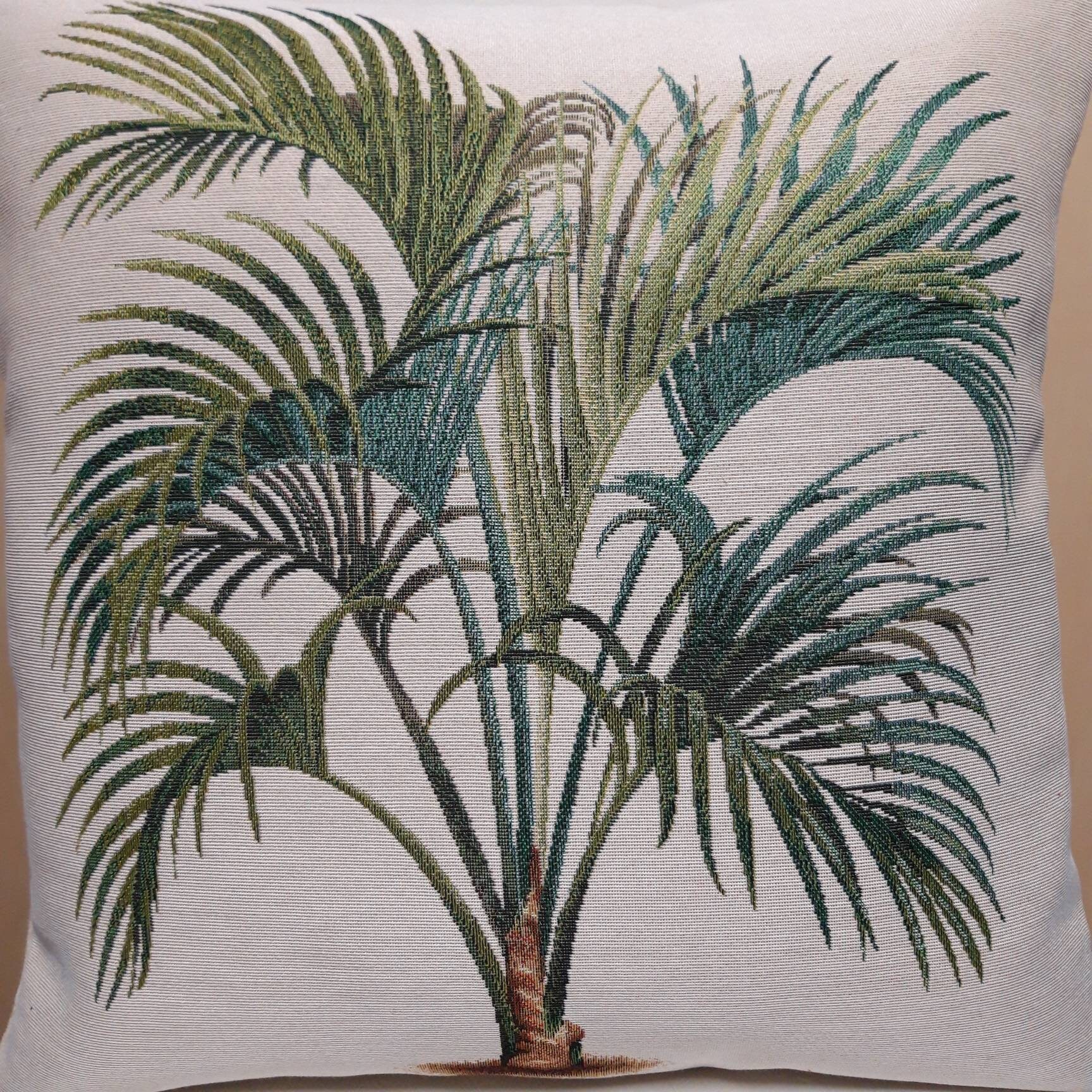 Housse de Coussin Tapisserie Jacquard Palmier 45x45 cm. Deco d'intérieur Tendance - Déco Crémaillère