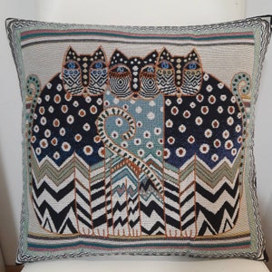 Tapestry cushion cover pattern placed stylized cats 45x45 cm. Interior decoration - decorative cushion - housewarming - birthday