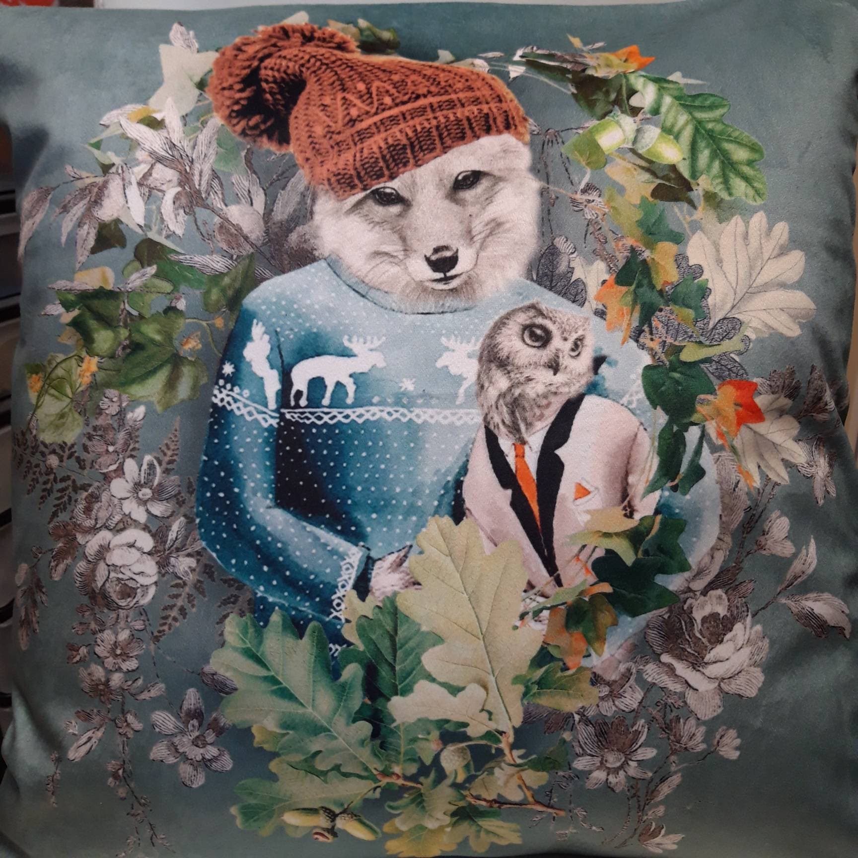 Housse de Coussin Panneau Velours Gris Renard 45 X cm. Deco d'intérieur Tendance - Déco Crémaillère 