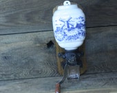 Free Shipping French porcelain wall mountable coffee grinder, Vintage coffee grinder, Pepper grinder, Manual coffee mill, Coffee beans