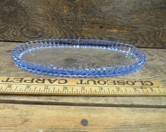 Vintage Light Blue Glass 10 inches by 4.5 inches by .5 inch Oval Tray