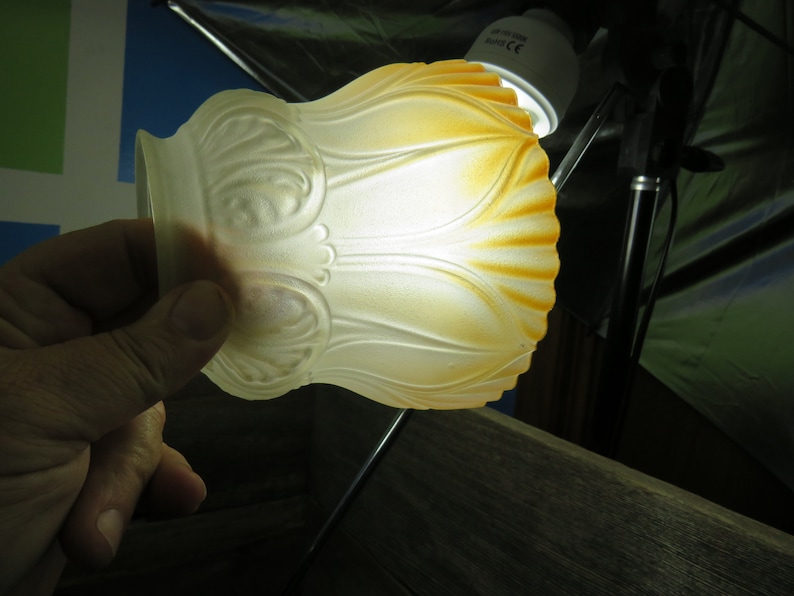 Vintage Satin Frosted Glass Lamp Shade Orange Ombre Etsy