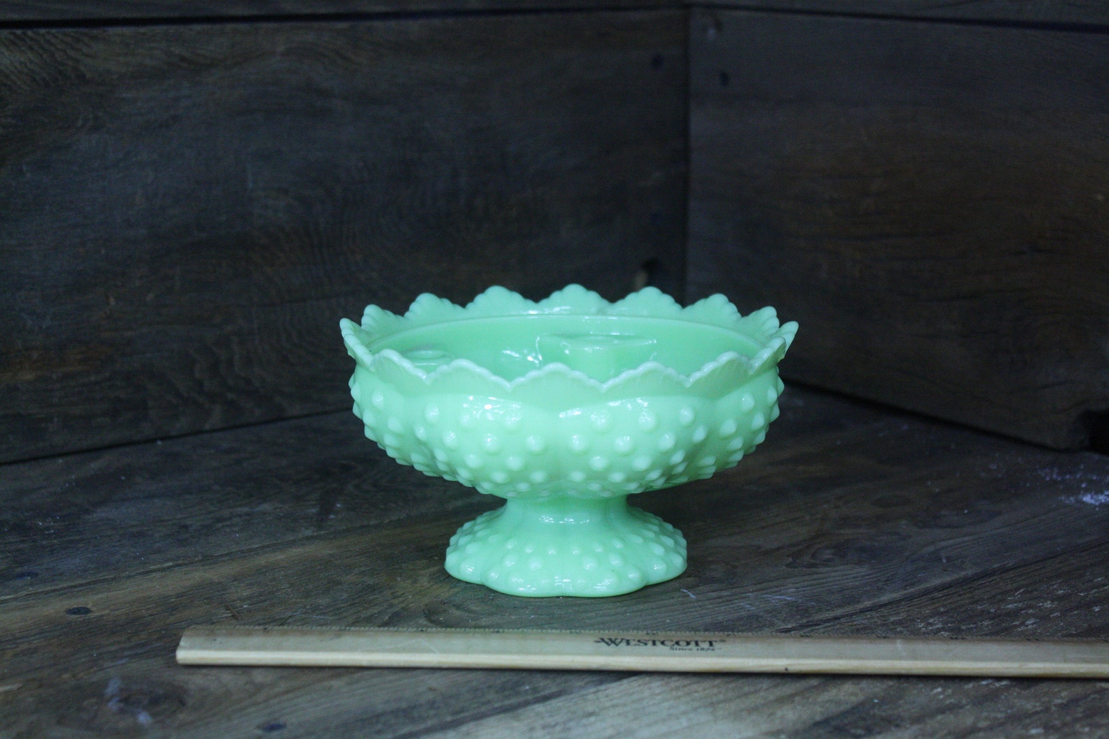 Vintage Fenton green glass footed Candle Holder 5 tapers Etsy