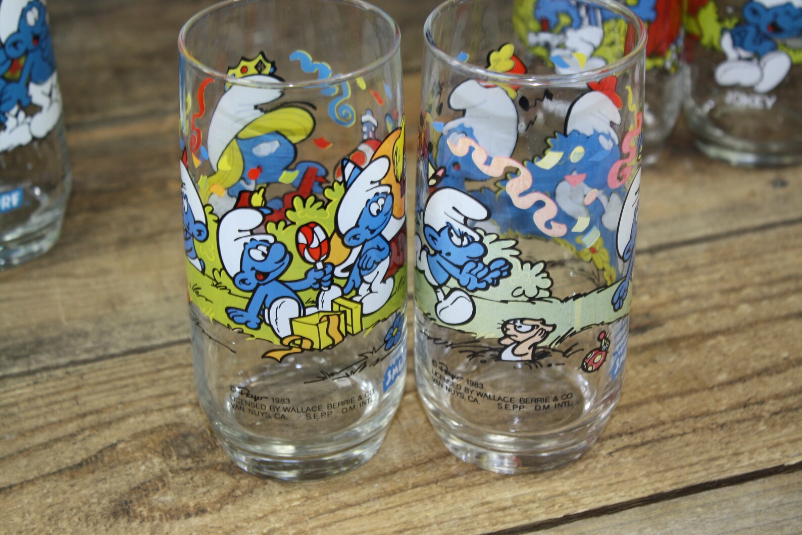 Vintage 8 Smurf glasses/tumbler 1983/82 Smurf collector Etsy