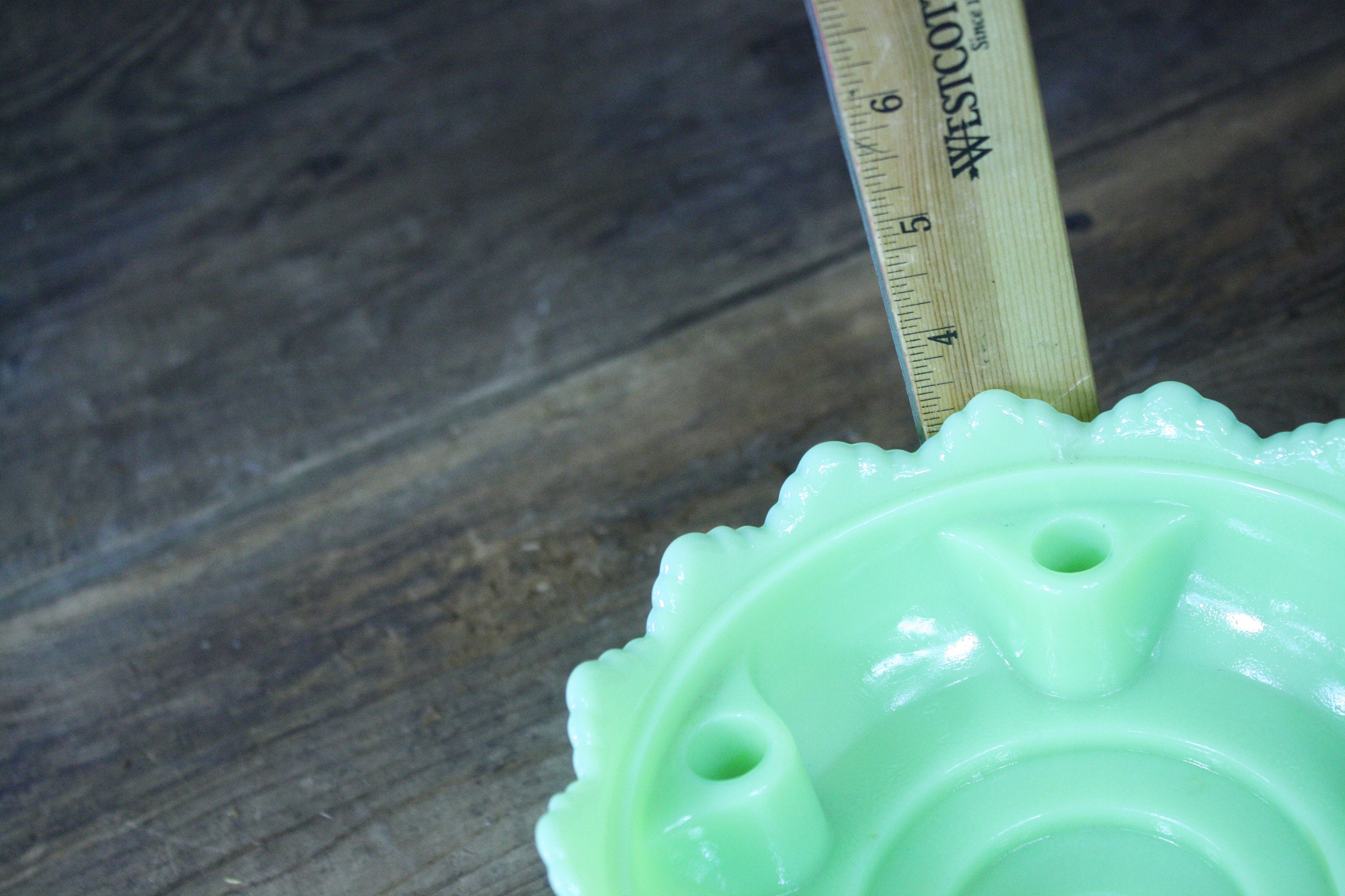 Vintage Fenton green glass footed Candle Holder 5 tapers Etsy