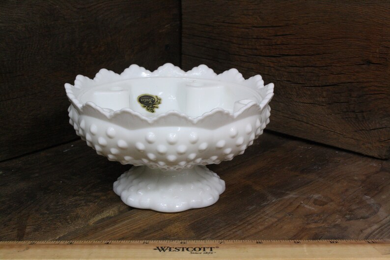 Large Fenton Hobnail Centerpiece Milk Glass 6 Candle Holder Etsy