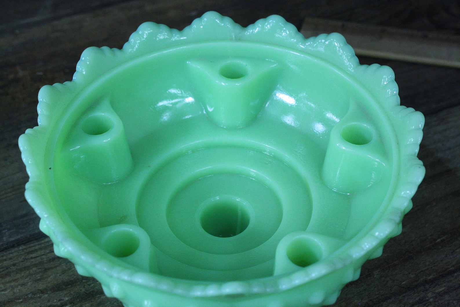 Vintage Fenton green glass footed Candle Holder 5 tapers Etsy