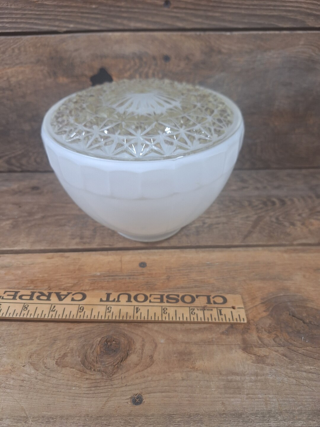 Vintage White and Clear Prismatic Art Deco Glass Light Shade Etsy