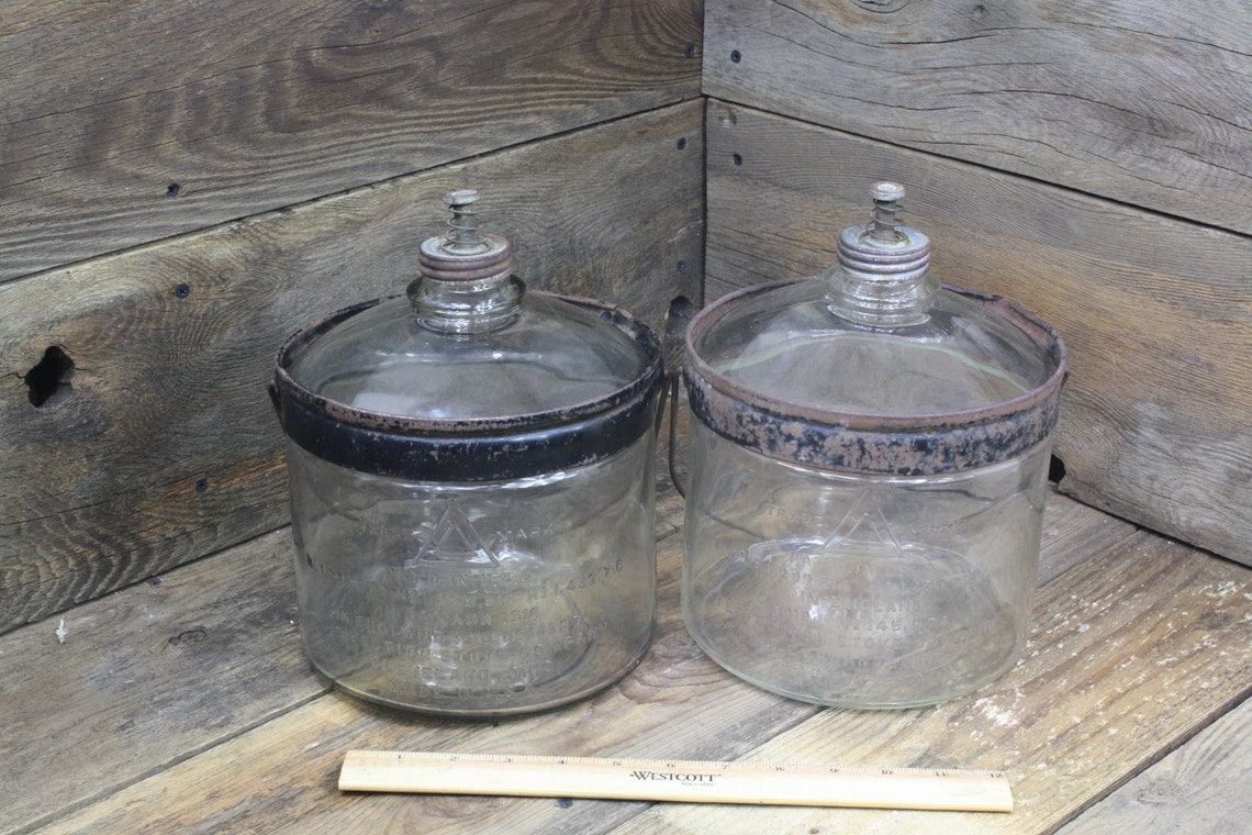 Vintage Cleveland Metal Products Co. Glass Kerosene Jar Etsy