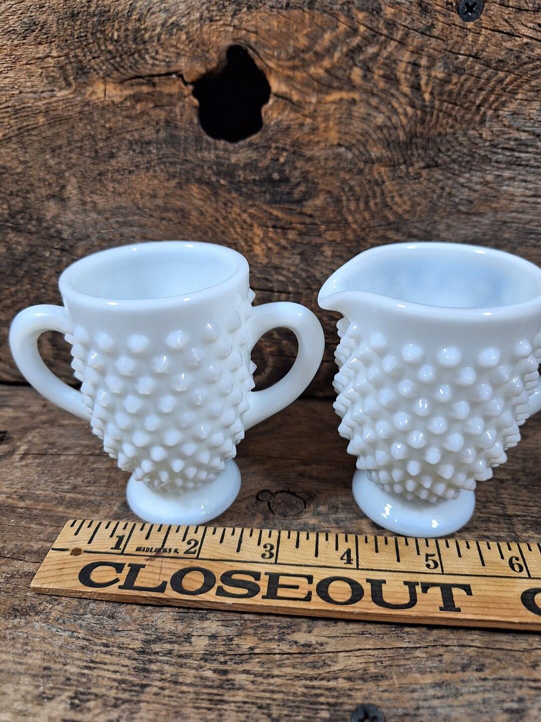Fenton Milk Glass Hobnail Creamer and Sugar Set Etsy
