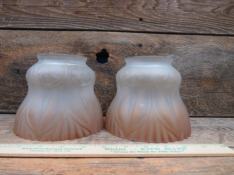 Vintage Satin Frosted Glass Lamp Shade Orange Ombre Etsy