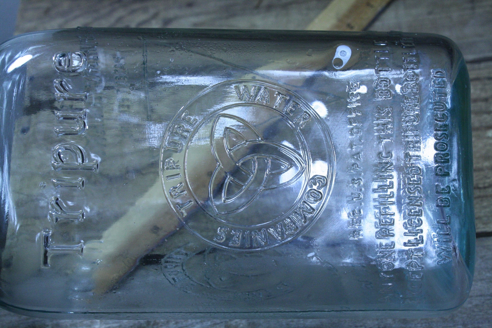 Vintage rare Tripure spring water bottle triangular aqua green Etsy