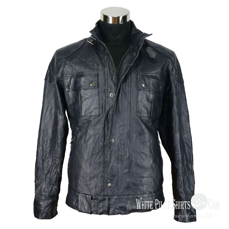 Mens Leather Jacket Turner Padded Er Waxed Crush Distress Image 0