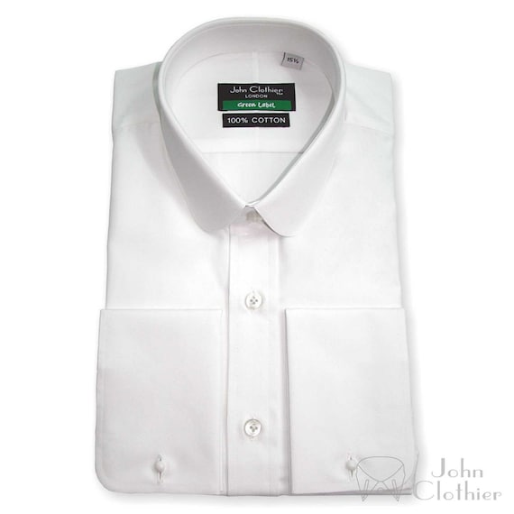 Mens Peaky Blinders shirts Club collar White oxford Penny collar Round
