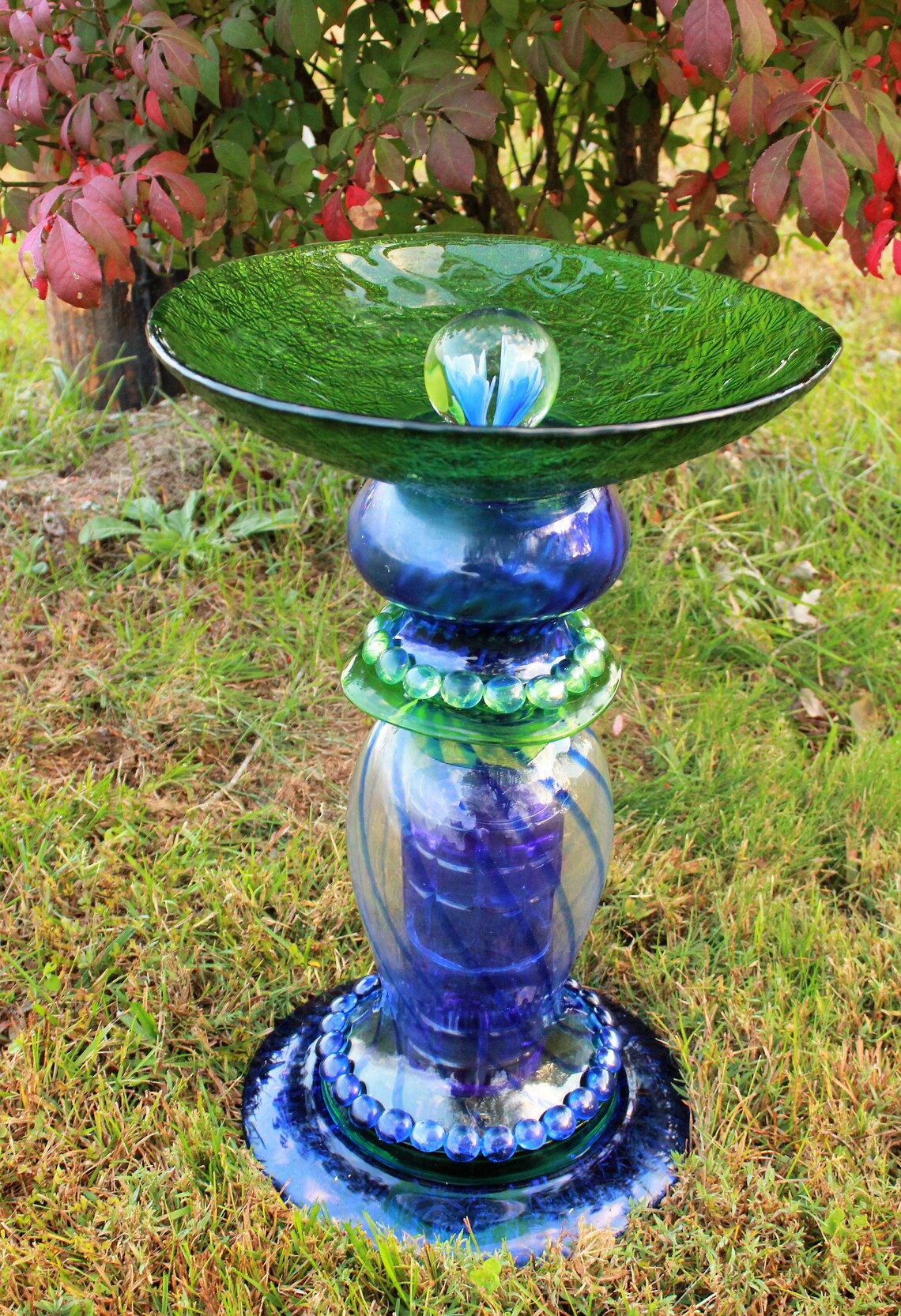Bird Bath Birdbath Bird Feeder Glass Bird Feeder Glass Etsy