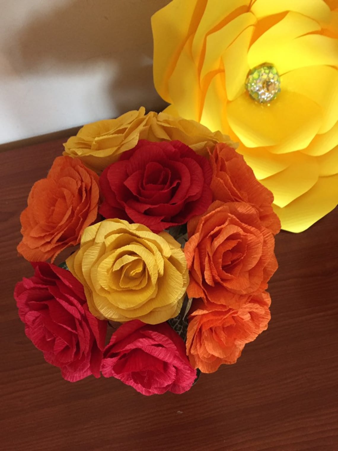 Handmade paper flowers vase handmade glass vase Etsy