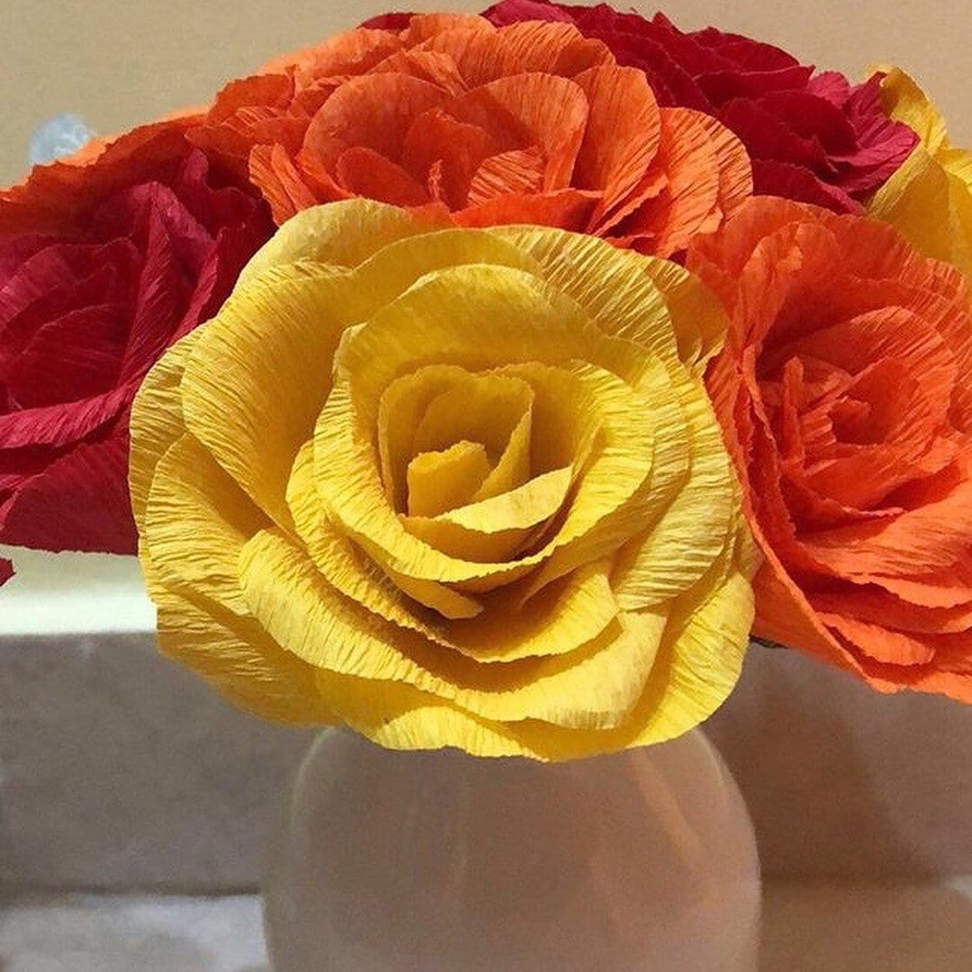 Handmade paper flowers vase handmade glass vase Etsy