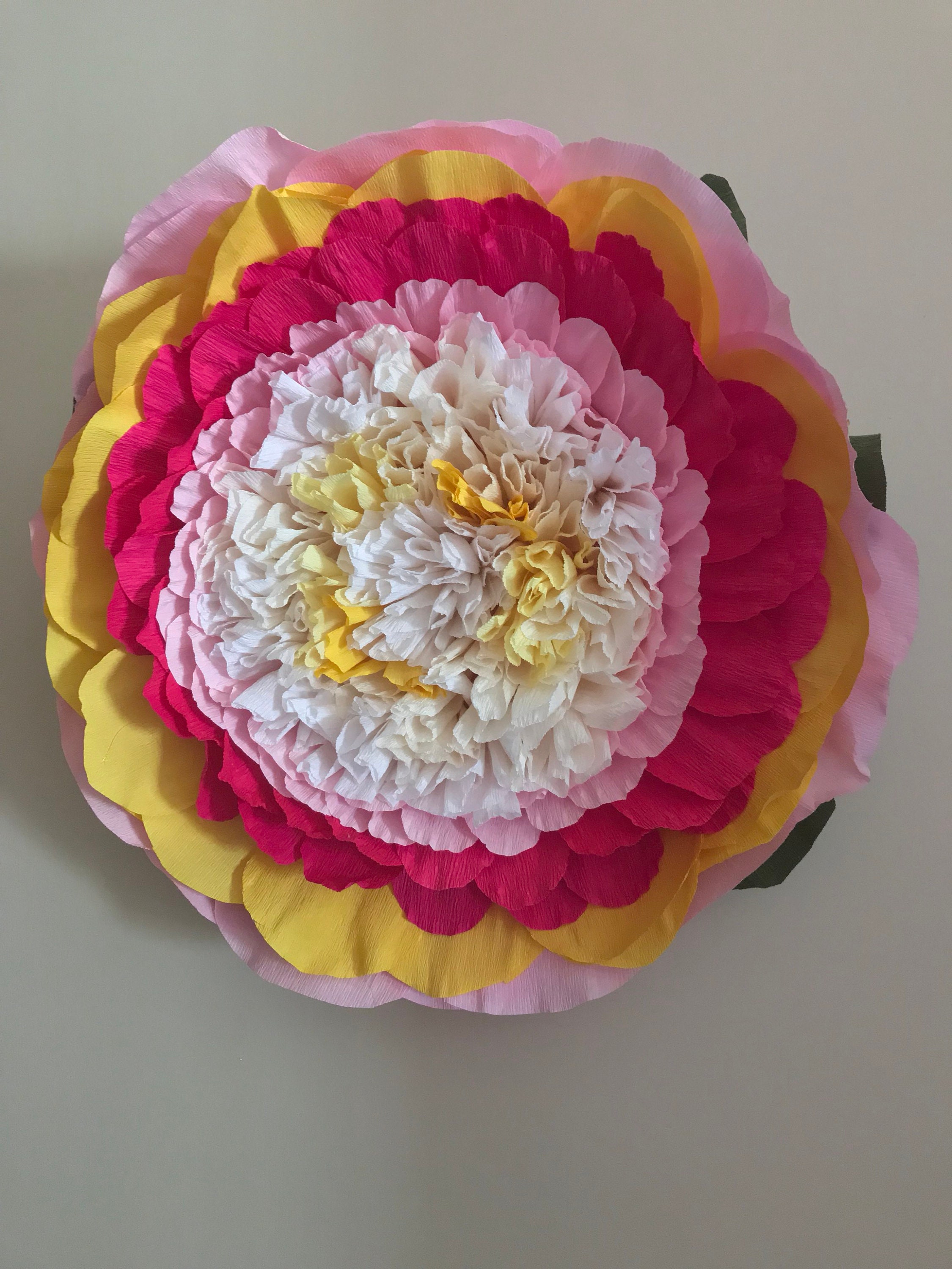 Handmade Paper Flowers Wall Large Colored Flower Etsy