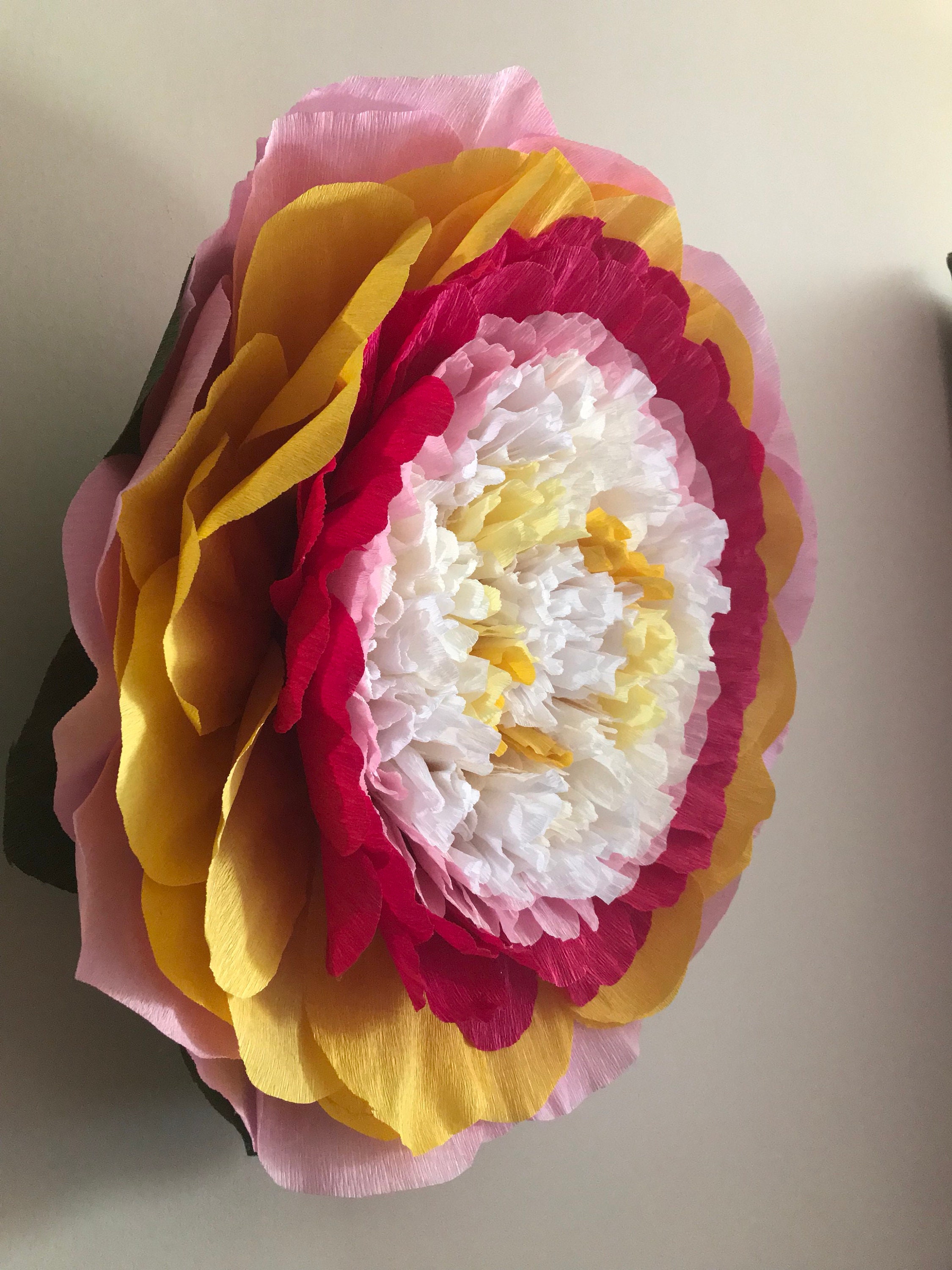 Handmade Paper Flowers Wall Large Colored Flower Etsy