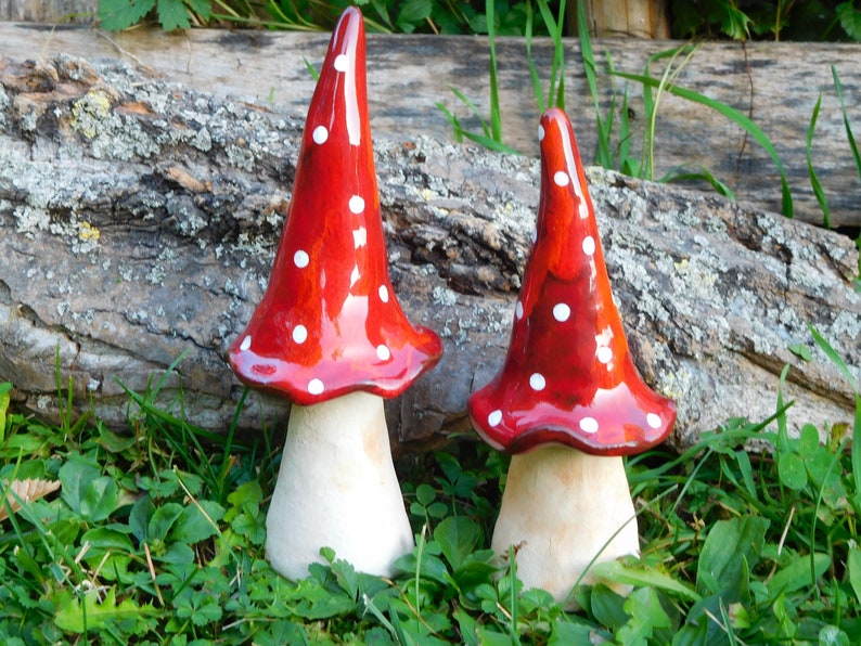 Ceramic Mushrooms Fly agarics pottered 