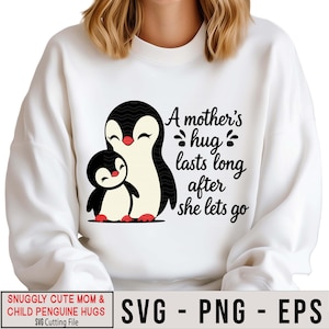Pinguino Festa della Mamma SVG: Clipart di pinguini abbracciati (download digitale)