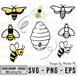 Hommelbundel SVG, Cricut Cut-bestand, Bee Hive-bundel, Commercieel gebruik, Bee-clipartset, Bee PNG, Instant Download, Bumble Bee digitaal bestand