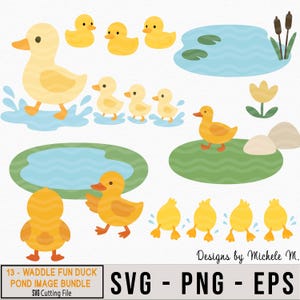 Pacchetto SVG di anatre: Clipart per baby shower, file di taglio di animali da fattoria (download digitale)