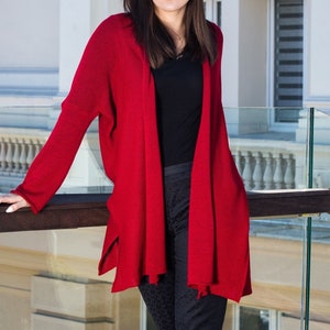 Women's red cardigan image 2