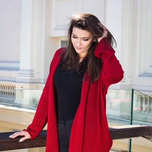 Women's red cardigan image 1