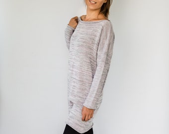 Cotton tunic, pastel tunic, long sweater