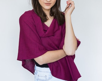 Minimalist simple cotton poncho in a beautiful fuchsia pink color