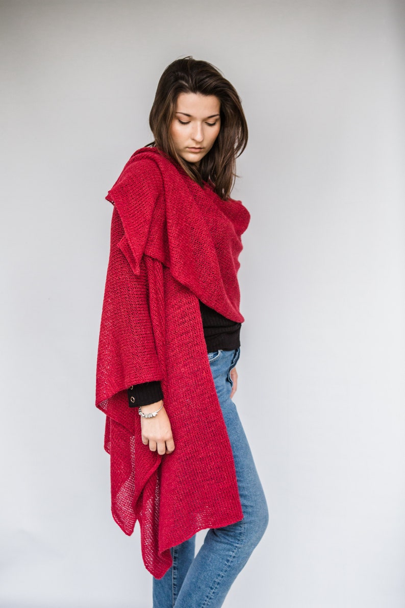 oversize poncho, woolen cape poncho shawls open knitted poncho image 7