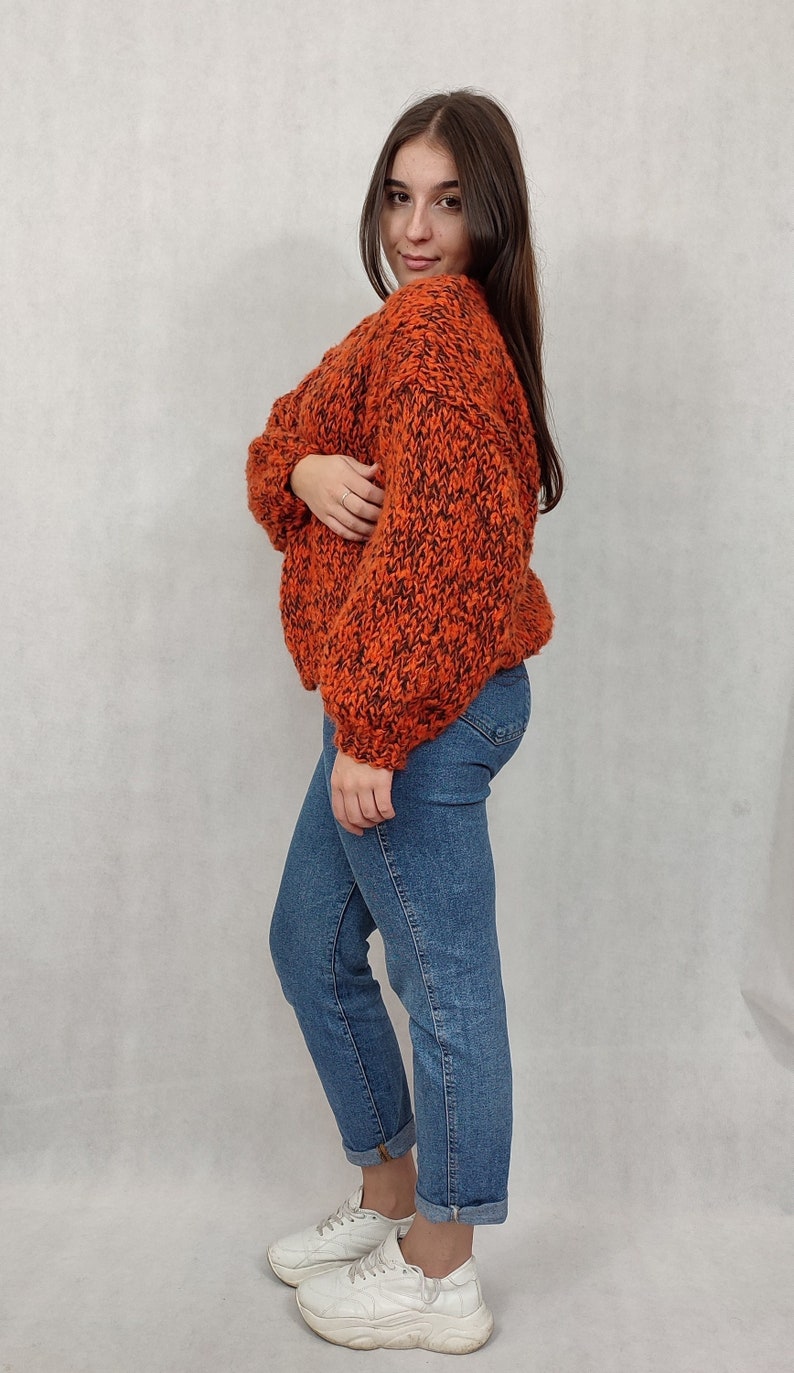 OVERSIZE Handmade wool cardigan, warm woolen sweater image 1