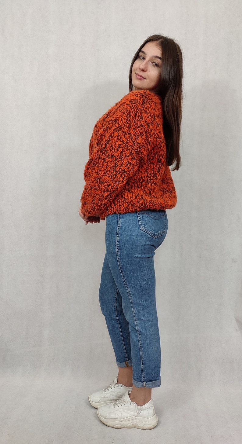 OVERSIZE Handmade wool cardigan, warm woolen sweater image 4