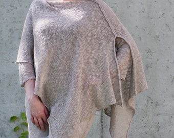 Tunic with a cover wrap kimono blouse cape oversize oversized summertime handmade grunge boho knitted knitwear womens tunic cotton