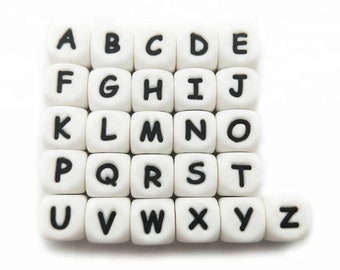 Silicone letter bead and pattern tested in the laboratory / Complies with toy standard EN71-3 / baby pacifier clip