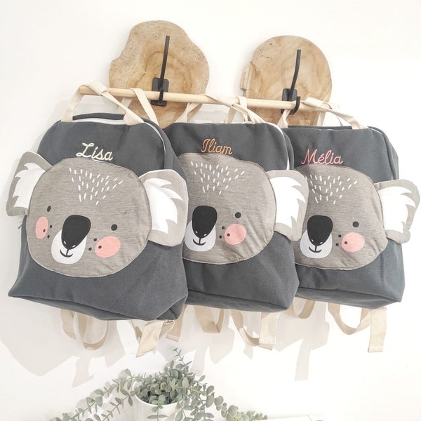 Sac à dos Koko Pastel personnalisé / Sac koala / Sac école avec prénom / cartable personalisable / Cadeau enfant Maternelle 3-4-5-6 ans